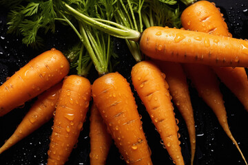 Wall Mural - a bundle of fresh carrots with leafs