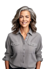 Casual Smiling Woman In Her Forties Portrait Isolated On Transparent White Background