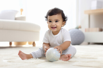 Wall Mural - cute indian little baby having fun