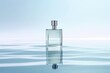 © Lumos Maxima - Perfume or cosmetic glass bottle on calm water background