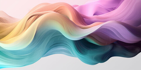 Wall Mural - Abstract pastel colors 3d background. 3d wave banner. Abstract three-dimensional background in soft pastel colors