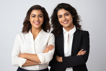 Wall Mural - Beautiful indian businesswomen on white background