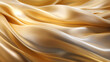 © eshana_blue - Smooth silky wavy golden fabric, luxurious shiny metallic abstract background.