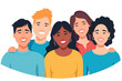 multicultural group of people friends smiling happy vector illustration Generative AI