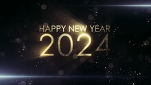 New Year 2024, Beautiful Background, New Year Celebration. Animated Text That Says Happy New Year 2024. 3D Illustration.