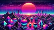 © Glittering Humanity - Retrofuturistic 3D trendy collection. Trendy elements in vaporwave style from 80s 90s. Old wave cyberpunk concept. Shapes design elements for disco genre, retro party. Neon glitch shapes. Nostalgia