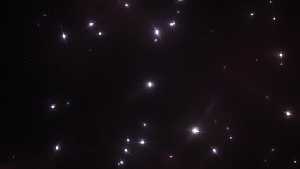 Wall Mural - loop static glow flashing flicker stars optical lens flares in the dark abstract background. animati