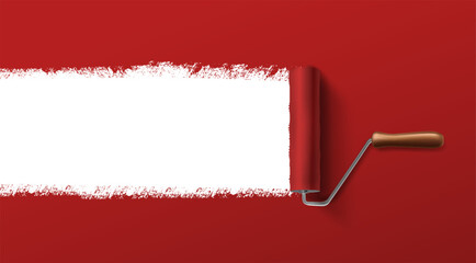 Vector design banner with red paint ruler and copy space for your text.