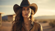 Beautiful Cowgirl in Cinematic Western Scene
