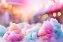 Cotton Candy On Blurred Christmas Market Background