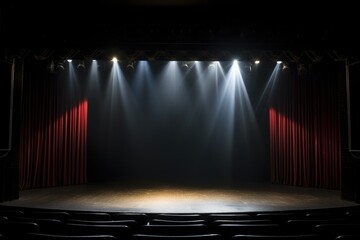 Wall Mural - spotlight illuminating a stage in a dark theater