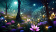 © Nichole - fairy forest at night fantasy glowing flower beauty