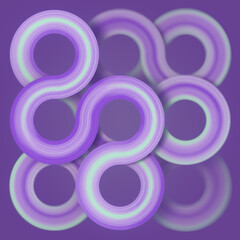 Fototapete - Close-up of purple rounded pattern with texture on dark purple background. 3d rendering digital illustration