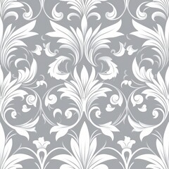 this wallpaper features a charming floral pattern on a seamless grey and white backdrop.