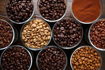 Wall Mural - view from above of gourmet coffee beans