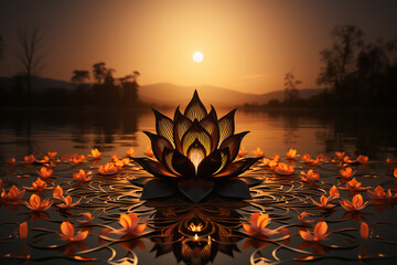 Wall Mural - creative illustration generative ai picture zen lotus flower on water meditation harmony spiritualit
