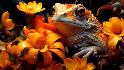 Sticker - beautiful orange lily in water