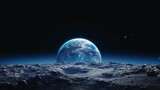 Fototapeta Przestrzenne - Blue Earth seen from the moon's surface
