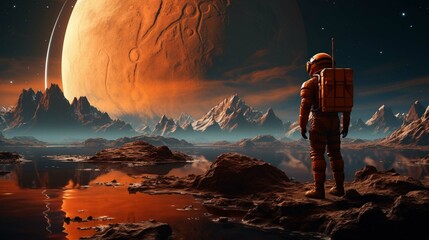 Wall Mural - Astronaut on the new planet
