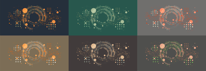 Halftone theme. Science abstract background with connecting dots and lines. Hand drawn vector art.