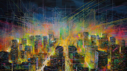 electric connection web of city