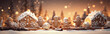 Gingerbread Scene Snow Christmas Bokeh Lights