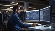 © Cassova - CAD design session, medium shot of an engineer deeply engrossed in computer-aided design, the screen's digital blueprints mirroring real-world creation.