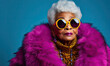© Purple_Lamp - Elegant elderly black woman in fur coat.