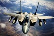Bird's Eye View of Powerful Combat Military Fighter Jet