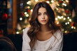 © alisaaa - Portrait of Beautiful girl sitting in a cozy atmosphere near the Christmas tree