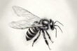 A beautiful bee flying, drawn with pencil, a remarkable pollinator. Generative AI