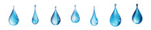Set Of Water Drops Isolated On A Transparent Background