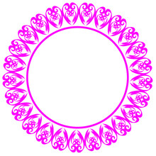 Vector Round Frame In The Form Of A Beautiful Pink Pattern On A White Background