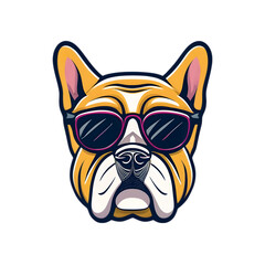 Wall Mural - An bulldog Wearing Sunglasses Logo Illustration Art With a Transparent Background Generative AI.