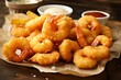 Fried shrimp: battered, deep-fried seafood. Generative AI