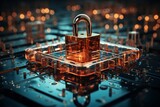 Fototapeta Konie - Background of the lock shape of cybersecurity and privacy concepts, 3d rendering