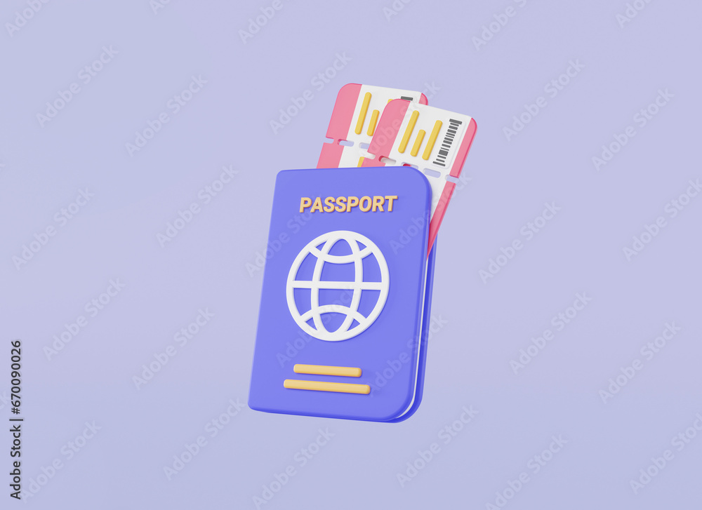 International passport with tickets. Airline boarding pass ticket ...