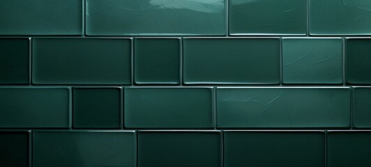 Aufkleber - Dark green colored abstract grunge glass square mosaic tile mirror wall texture background banner panorama