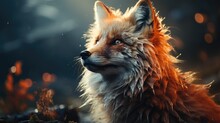  A Close Up Of A Furry Animal With A Blurry Image Of It's Face And Body In Front Of A Blurry Background Of Trees And Grass And Bushes.  Generative Ai