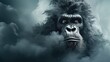  a gorilla is shown in the clouds with a creepy look on it's face as if it were in a sci - fi film or science fiction or science fiction.  generative ai