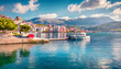 wonderful spring cityscape of saranda port marvelous ioninian seascape exciting morning scene of albania europe traveling concept background