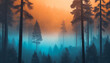 misty gradient dark orange and blue dreamy forest atmosphere phone hd wallpaper ai generated
