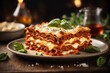 Mouthwatering lasagna with rich bolognese sauce and melted mozzarella 