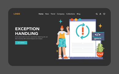 Wall Mural - software testing web banner or landing page dark or night mode. code testing and debugging. it speci