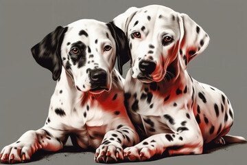 Dalmatian dogs portrait - Generative AI 