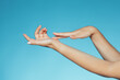© Prostock-studio - Hands of millennial caucasian woman touch soft perfect skin