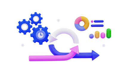 3d Agile development decisions methodology business concept Agile life rule cycle