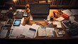 Organized Disorder: A Busy Desk with Gadgets and Notes