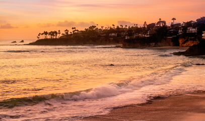 Wall Mural - Sunset in Laguna Beach in San Diego, California.