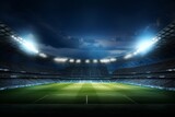 Fototapeta Londyn - Soccer background on ground grass stadium football game sport competition event championship match artificial green grass lawn grassy field outdoors calm empty sports isolated night evening backdrop